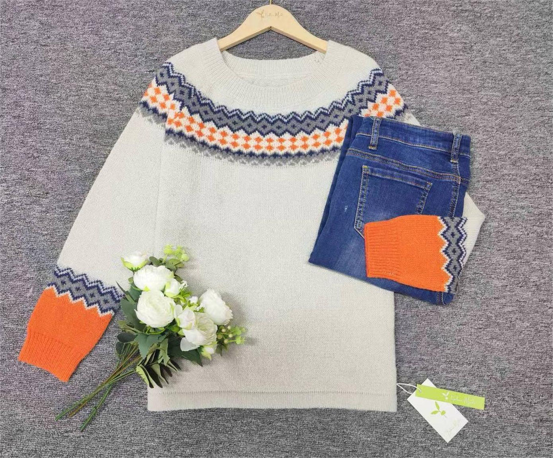 Scandinavian Trendy Jumper with Vibrant Pattern - NordicChic-S-State of Style