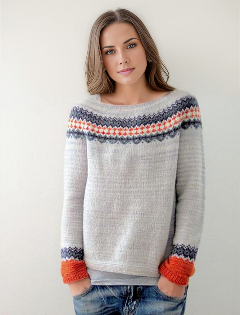 Scandinavian Trendy Jumper with Vibrant Pattern - NordicChic-S-State of Style