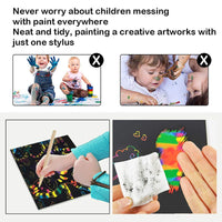 Scratch Card Set with Magical Rainbow Colours – ColorBurst-50× paper + 4× template cards + 5 magical pencils + 1× brush and sharpener-State of Style