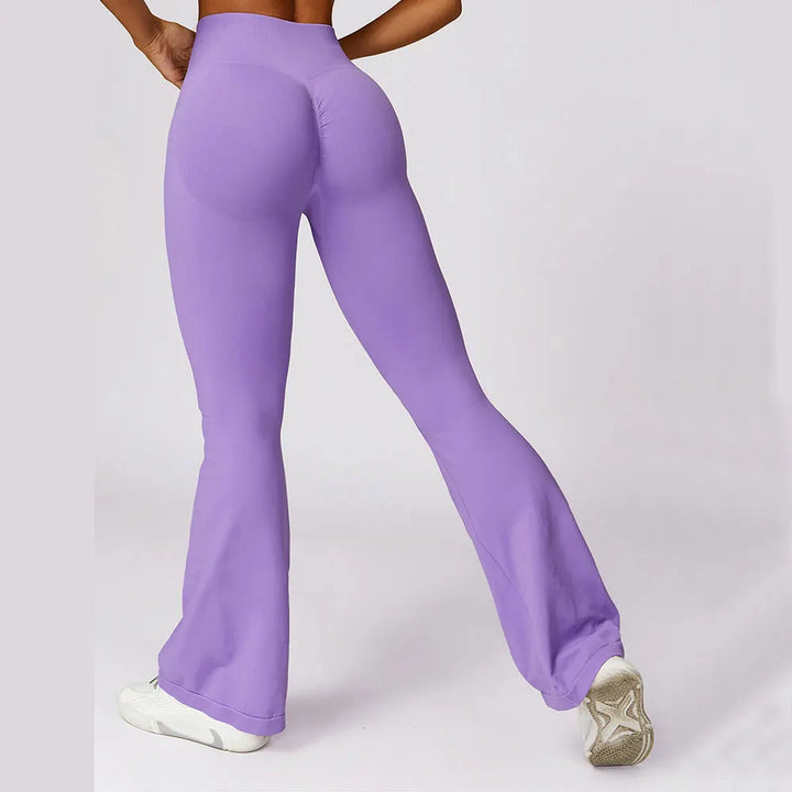 Seamless Flared Yoga Leggings – Elara-Black-S-State of Style
