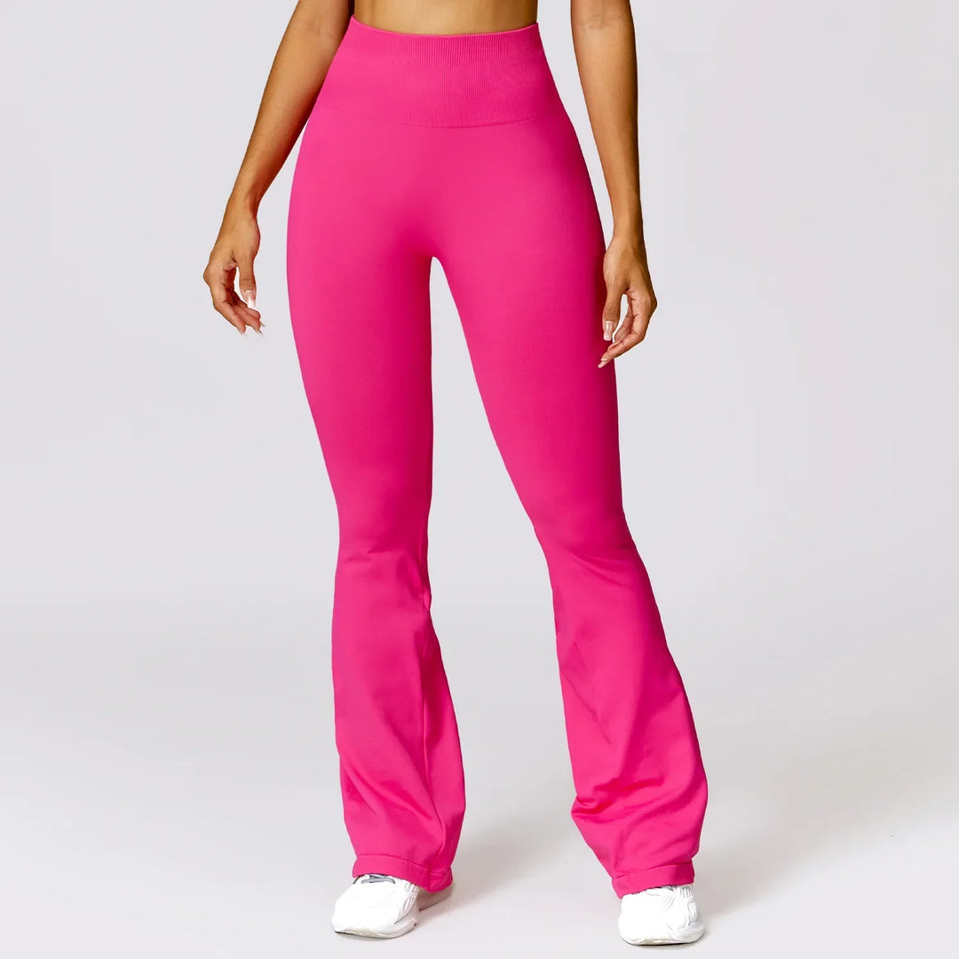 Seamless Flared Yoga Leggings – Elara-Pink-S-State of Style