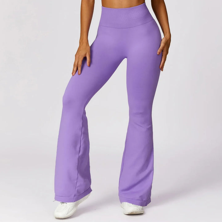 Seamless Flared Yoga Leggings – Elara-Purple-S-State of Style
