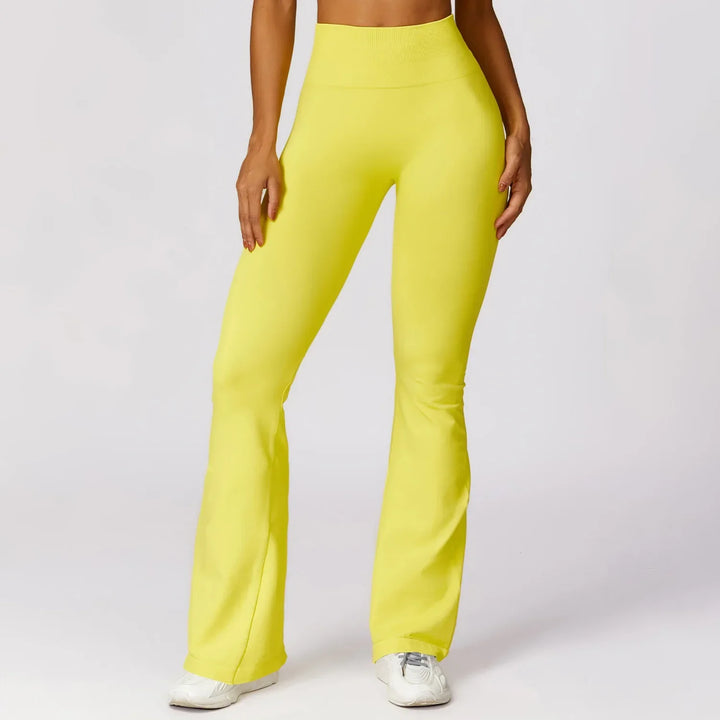 Seamless Flared Yoga Leggings – Elara-Yellow-S-State of Style