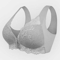 Seamless lace sports bra with front closure - Mireya-Gray-M-State of Style