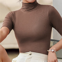 Seamless & Soft Women's Roll Neck Top with Figure-Hugging Fit - Arina-Brown-XS-State of Style