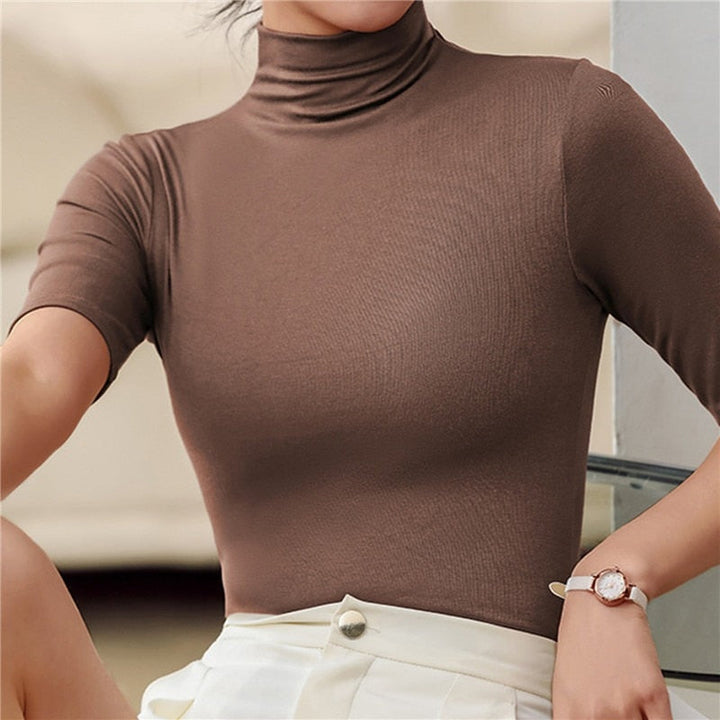 Seamless & Soft Women's Roll Neck Top with Figure-Hugging Fit - Arina-Brown-XS-State of Style