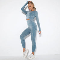 Seamless Women's Yoga Set with Cropped Top - Nova-Burgundy-S-State of Style