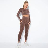 Seamless Women's Yoga Set with Cropped Top - Nova-Coffee-L-State of Style