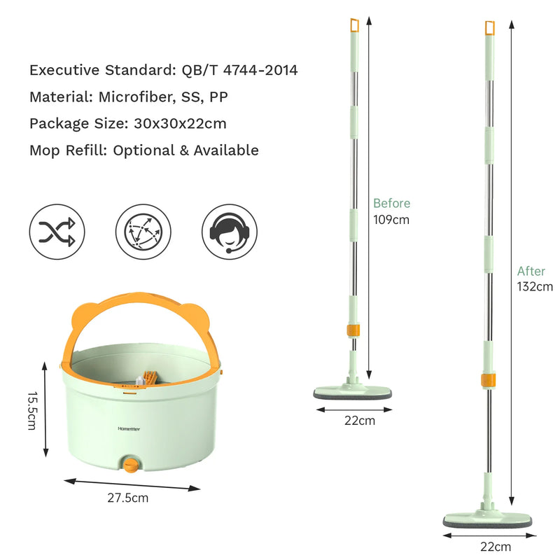 Self-Rotating Flat Mop with Bucket - SpinMop-Set 1-State of Style