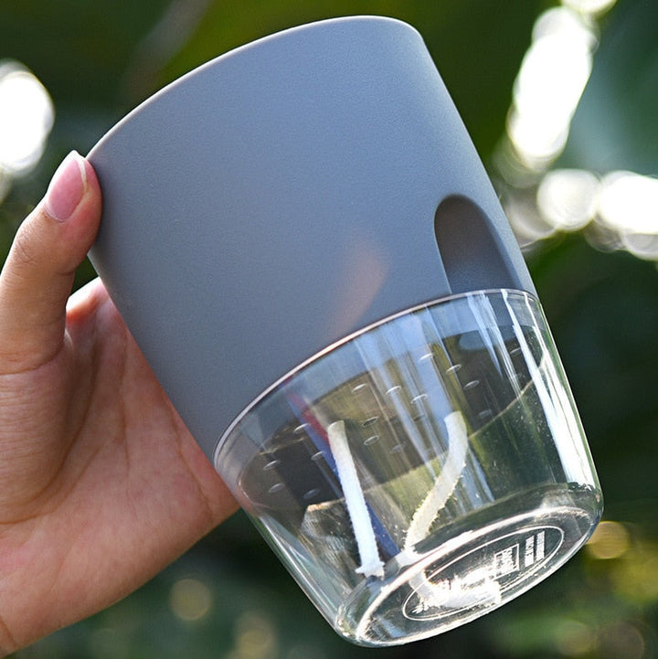 Self-Watering Plant Pot - AquaBloom-Grey-S-State of Style