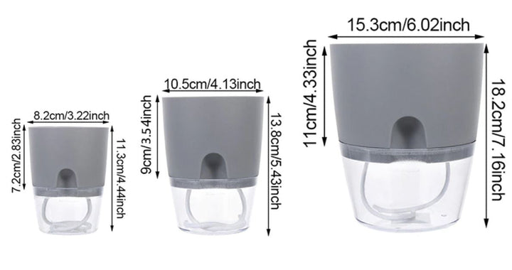 Self-Watering Plant Pot - AquaBloom-Grey-S-State of Style