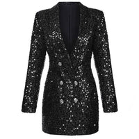 Sequin Blazer Jumpsuit with Double Breasted Buttons - Stella-Black-XS-State of Style