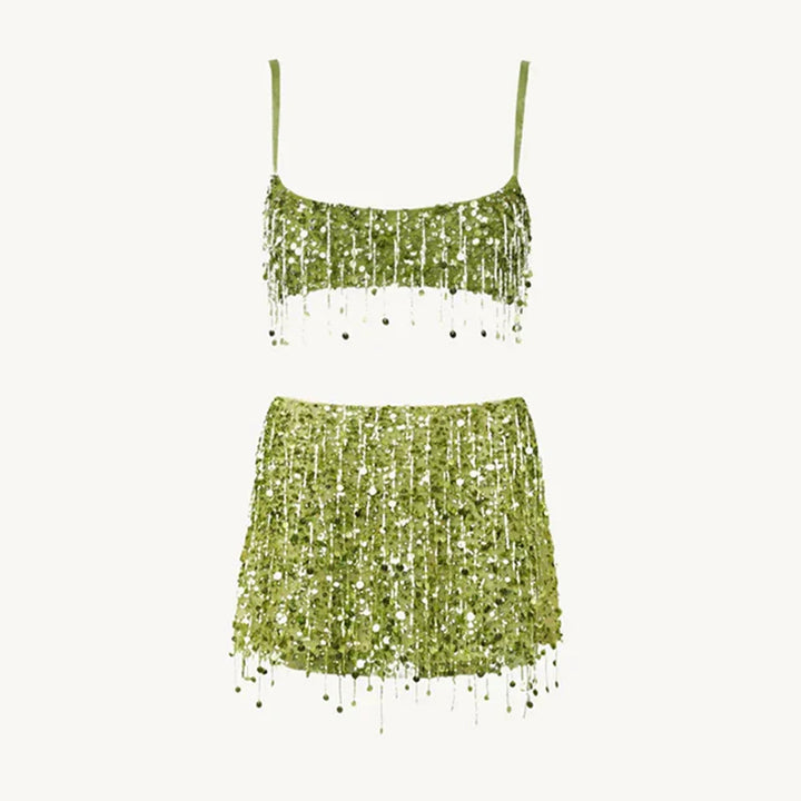 Sequin Tassel Bikini Set – Riviera-Green-S-State of Style