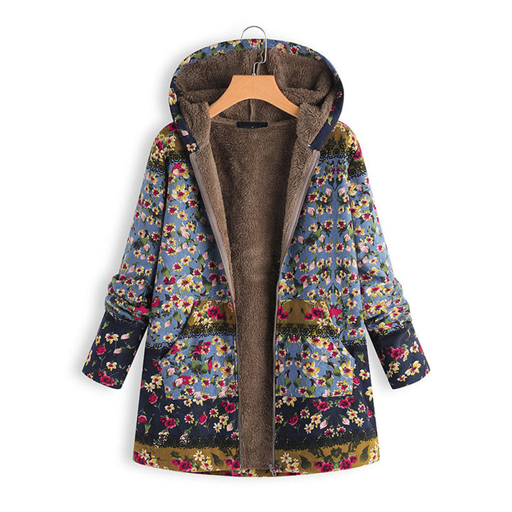 Seraphina Long Women's Teddy Coat with Hood-Blue-S-State of Style
