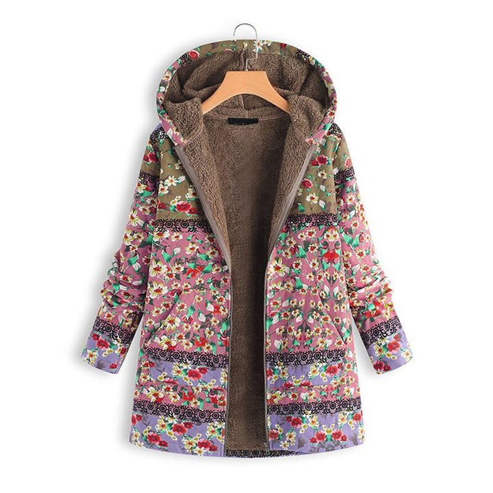 Seraphina Long Women's Teddy Coat with Hood-Pink-S-State of Style