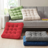 Set of 2 Meditation Cushions - Large Tufted Corduroy Cushions-Beige-State of Style