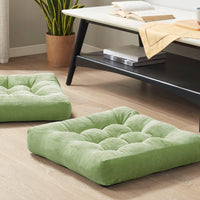 Set of 2 Meditation Cushions - Large Tufted Corduroy Cushions-Green-State of Style