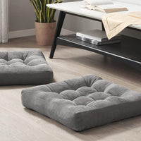 Set of 2 Meditation Cushions - Large Tufted Corduroy Cushions-Grey-State of Style