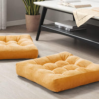 Set of 2 Meditation Cushions - Large Tufted Corduroy Cushions-Orange-State of Style