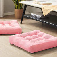 Set of 2 Meditation Cushions - Large Tufted Corduroy Cushions-Pink-State of Style