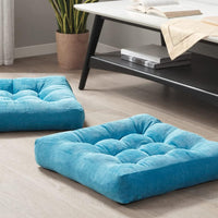 Set of 2 Meditation Cushions - Large Tufted Corduroy Cushions-Turquoise-State of Style