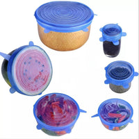 Set of 6 Stretchable Silicone Lid Covers - StretchLid-Blue-State of Style