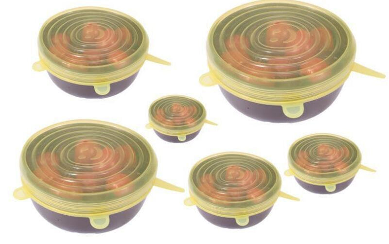 Set of 6 Stretchable Silicone Lid Covers - StretchLid-Yellow-State of Style