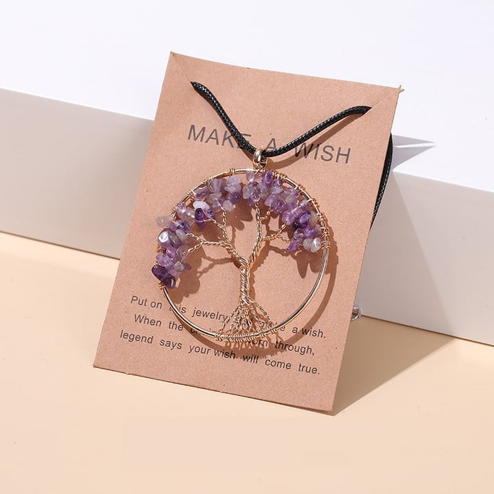 Seven Chakras Tree of Life Necklace | Spiritual Jewellery-AMETHYST-State of Style
