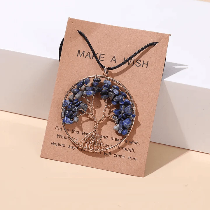 Seven Chakras Tree of Life Necklace | Spiritual Jewellery-LAPIS LAZULI-State of Style