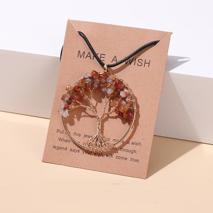 Seven Chakras Tree of Life Necklace | Spiritual Jewellery-RED AGATE-State of Style