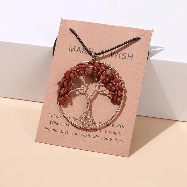Seven Chakras Tree of Life Necklace | Spiritual Jewellery-RED JASPER-State of Style