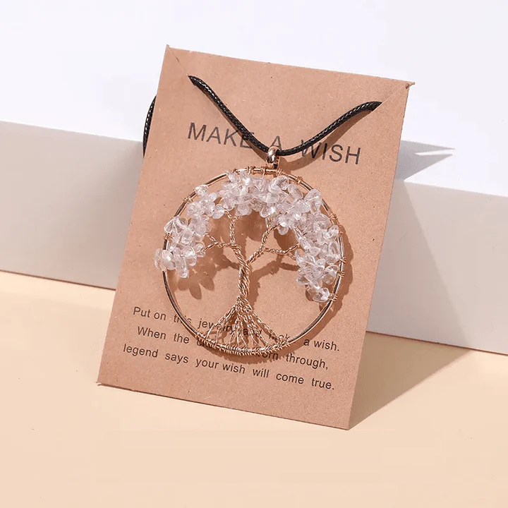 Seven Chakras Tree of Life Necklace | Spiritual Jewellery-STONE QUARTZ-State of Style