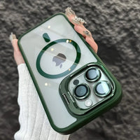 Shockproof Magnetic Phone Case with Glass Lens Guard & Stand – 1+1 FREE-Dark Green-For iPhone 16Pro Max-State of Style