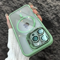 Shockproof Magnetic Phone Case with Glass Lens Guard & Stand – 1+1 FREE-Light Green-For iPhone 16Pro Max-State of Style