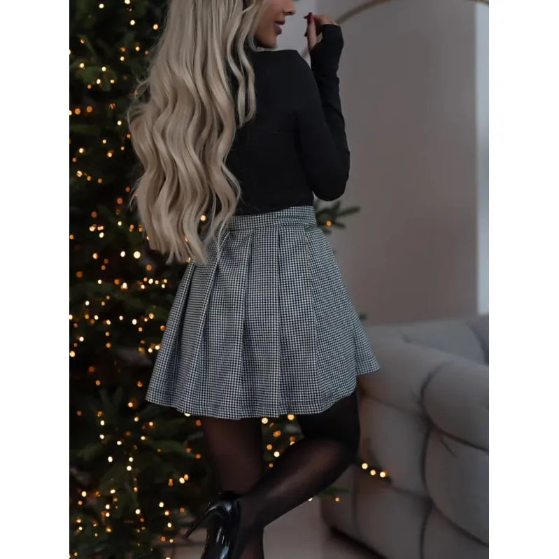 Short Checked Skirt with Versatile Style - Romy-Red-XS-State of Style