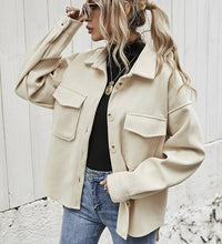 Short jacket with button placket – Elodie-Beige-S-State of Style