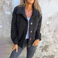 Short Teddy Coat - Dion | Warm with Stylish Lapel Collar-Black-S-State of Style