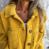 Short Teddy Coat - Dion | Warm with Stylish Lapel Collar-Yellow-S-State of Style