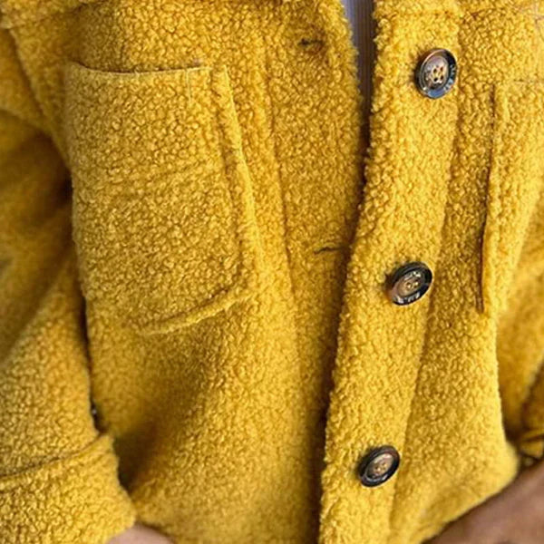 Short Teddy Coat - Dion | Warm with Stylish Lapel Collar-Yellow-S-State of Style