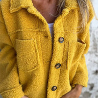 Short Teddy Coat - Dion | Warm with Stylish Lapel Collar-Yellow-S-State of Style