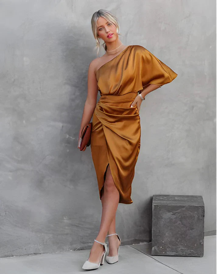 Silk Evening Dress - Seraphina-Orange-XS-State of Style