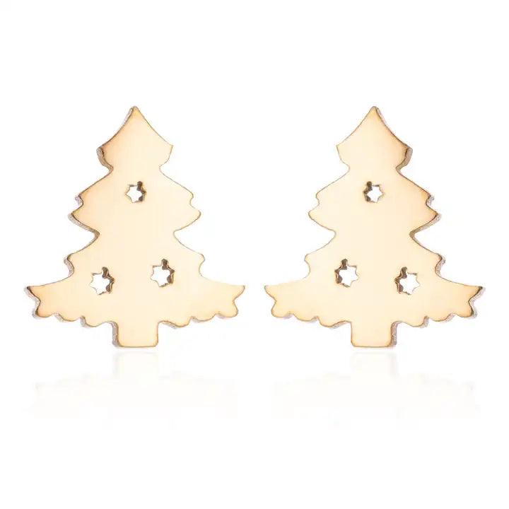 Silver Christmas Stud Earrings | Festive Women's Jewellery-CHRISTMAS TREE-GOLD-State of Style