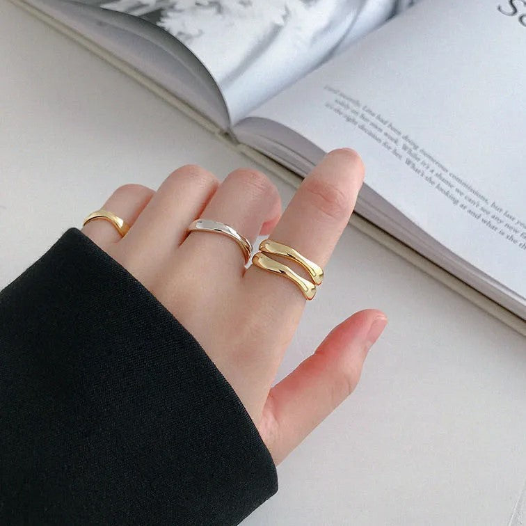 Silver Minimalist Wave Ring | Elegant Jewellery-GOLD-State of Style