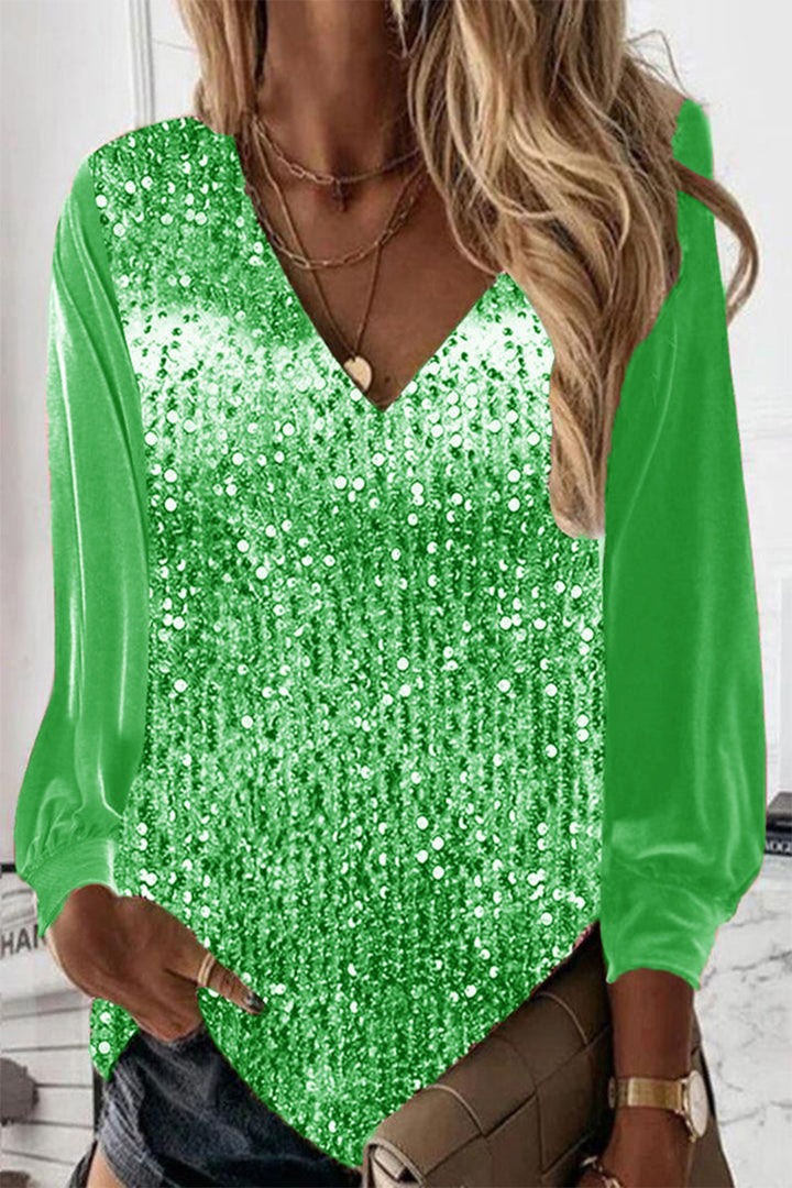 Simple Ladies Glitter Blouse - Elodie-Green-S-State of Style