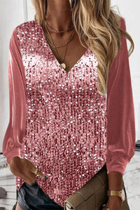 Simple Ladies Glitter Blouse - Elodie-Pink-S-State of Style