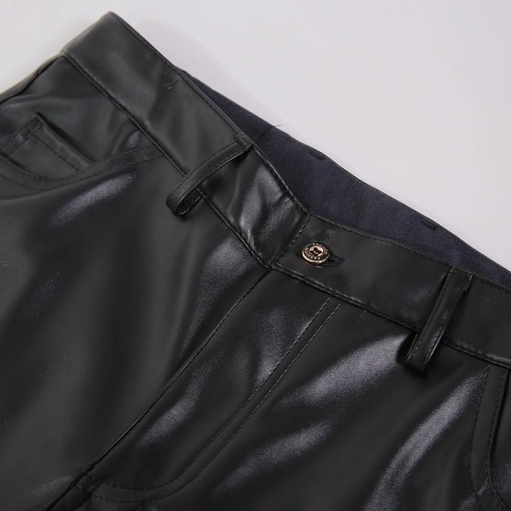 Skinny Fit Elastic Leather Pants for Men - Lars-Black-28-State of Style