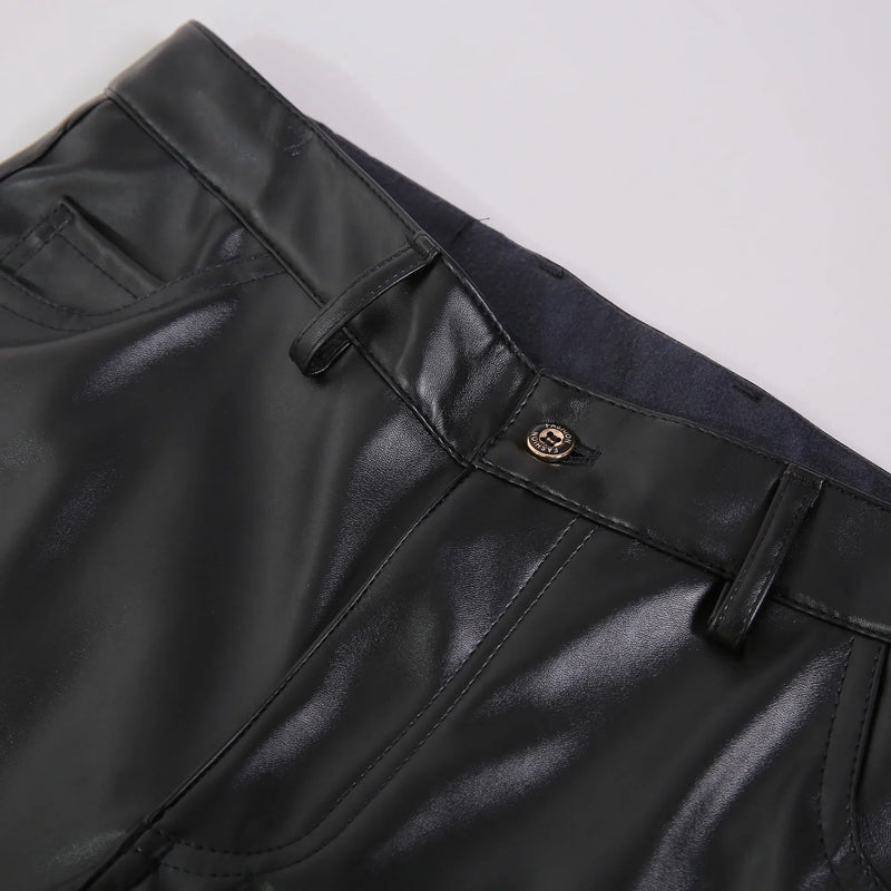 Skinny Fit Elastic Leather Pants for Men - Lars-Black-28-State of Style