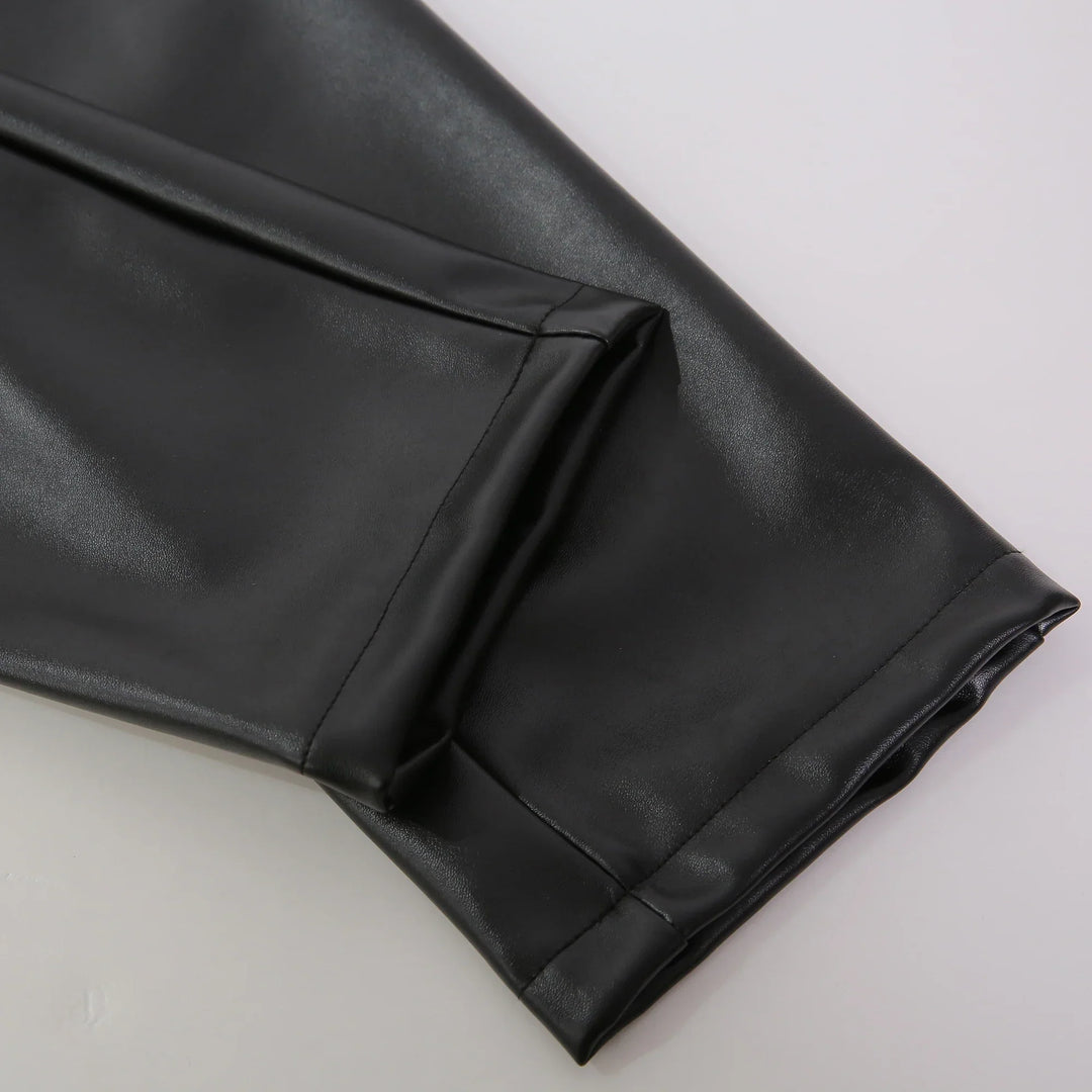 Skinny Fit Elastic Leather Pants for Men - Lars-Black-28-State of Style