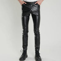 Skinny Fit Elastic Leather Pants for Men - Lars-Black-28-State of Style