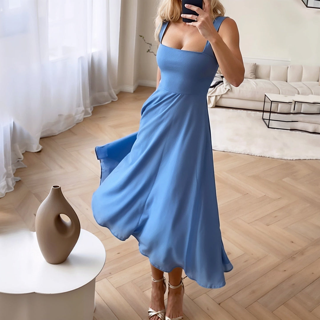 Sleeveless Airy Midi Dress with Flattering Fit – Marlene-Blue-XS-State of Style